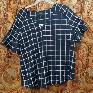 Windowpane Check Blouse